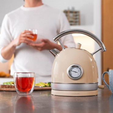 Cecotec Kettle | ThermoSense 420 Vintage | 2200 W | Electric | 1.8 L | Stainless steel | 360 rotational base | Light Beige