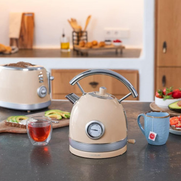 Cecotec Kettle | ThermoSense 420 Vintage | 2200 W | Electric | 1.8 L | Stainless steel | 360 rotational base | Light Beige