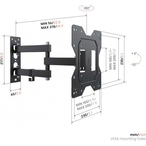 Vogels Wall mount | UP 2043 Full-Motion TV Wall Mount S | 19-43 " | Rotate, Tilt | Maximum weight (capacity) 20 kg | Black