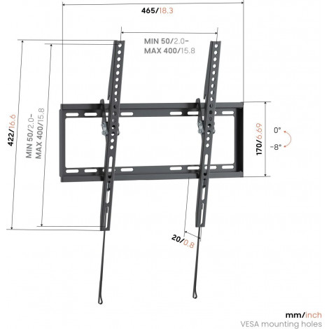 Vogels Wall mount | UP 4013 Tilting TV Wall Mount M | 32-65 " | Tilt | Maximum weight (capacity) 45 kg | Black