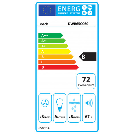 Bosch DWB65CC60 | Hood | Wall mounted | Energy efficiency class B | Width 59.8 cm | Mechanical | 594 m /h | Matte black | LED