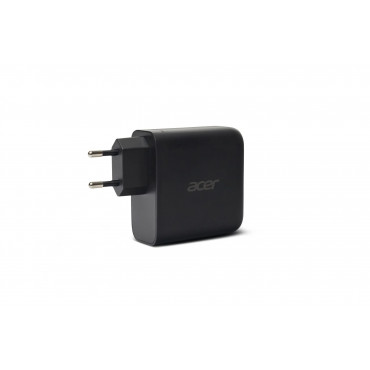 Acer 100W PD GaN Charger, 3 x USB C and 1 x USB A, EU Plug, 100W USB-C cable, Black, Retail Pack