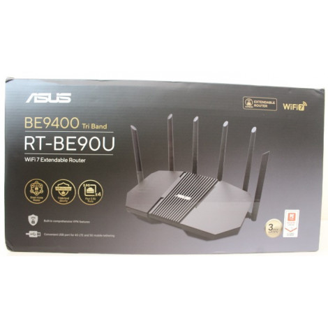 SALE OUT. Asus RT-BE90U Tri-band WiFi 7 Router, EU+UK | Asus BE9400 Tri-band WiFi 7 AiMesh Extendable Router | RT-BE90U | 802.11