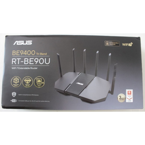 SALE OUT. Asus RT-BE90U Tri-band WiFi 7 Router, EU+UK | Asus BE9400 Tri-band WiFi 7 AiMesh Extendable Router | RT-BE90U | 802.11