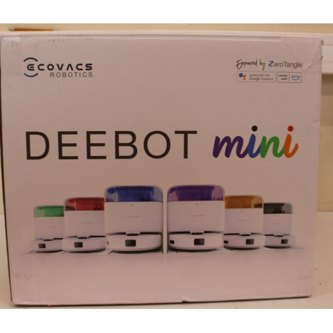 SALE OUT. Ecovacs DEEBOT mini Vacuum cleaner, Robot, Wet&Dry, ZeroTangle Technology, Agile Navigation, White/Blue + Auto-empty s