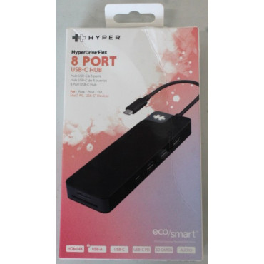 SALE OUT. Hyper HyperDrive Flex 8 Port USB-C Hub, Black | Hyper HyperDrive Flex 8 Port USB-C Hub, Black | HD4102BKGL | HDMI port