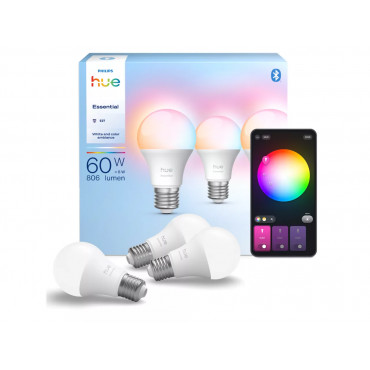 Philips Hue E WCA 806 A60 3P EU | E27 | 8 W | 16 million colours, White and colour light | Bluetooth and Zigbee