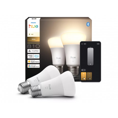 Philips Hue W 810 A60 2P EU | E27 | 7 W | Warm white to cool white light | Bluetooth, Zigbee