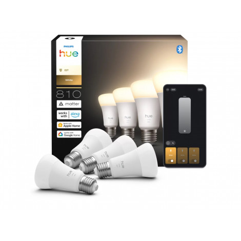 Philips Hue W 810 A60 4P EU | E27 | Warm to cool white light | Bluetooth, Zigbee