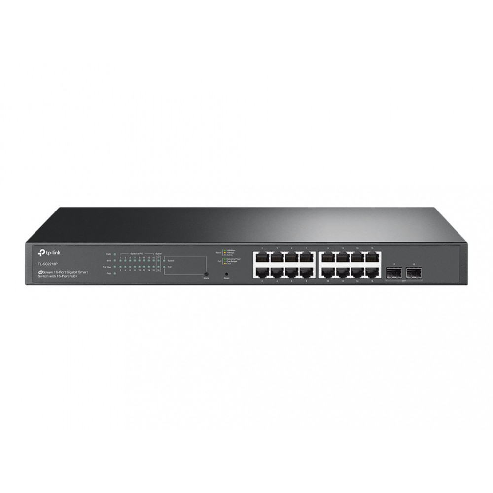 TP-LINK | SG2218P | JetStream 18-Port Gigabit Smart Switch with 16-Port PoE+ | Rack-mountable | Managed