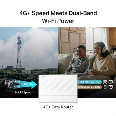 TP-LINK Archer MX700 | 4G+ AX1500 Dual Band Wi-Fi LTE Router | 802.11ax | Ethernet LAN (RJ-45) ports 1 | 10/100/1000 Mbit/s | Me