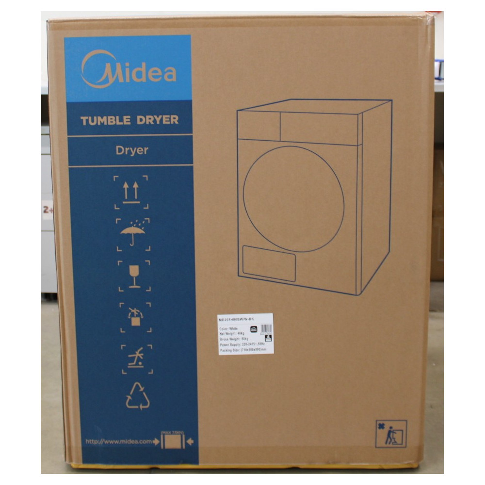 SALE OUT. | Midea Dryer Machine | MD205H80BW/W-BK | Energy efficiency class C | Front loading | 8 kg | LED | Depth 60 cm | White