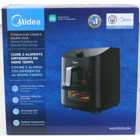 SALE OUT. Midea MAD1100DADK Air fryer digital,Two-zone cavity, 6.4L + 4.4L | Midea Two Zone Airfryer | MAD1100DADK | Power 1850 