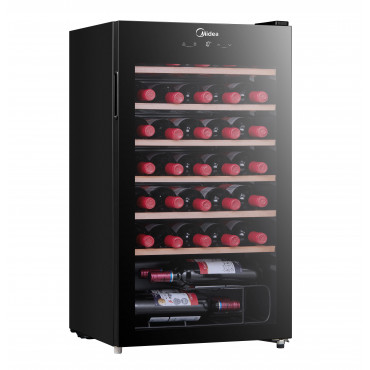 Midea Wine Cooler | MDRW150FGG22W | Energy efficiency class Class G | Free standing | Bottles capacity 34 | Black