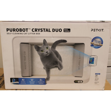 SALE OUT. | PETKIT Purobot Crystal Duo with Camera Self-Cleaning Cat Litter Box | White | MISSING INNER PACKAGING, DEMO