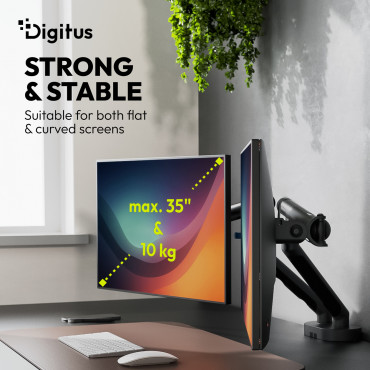 Digitus Desk Mount | Tilt, rotation, pivot | Dual design monitor mount, 2x 35", 2x 10 kg | 35 " | Maximum weight (capacity) 20 k