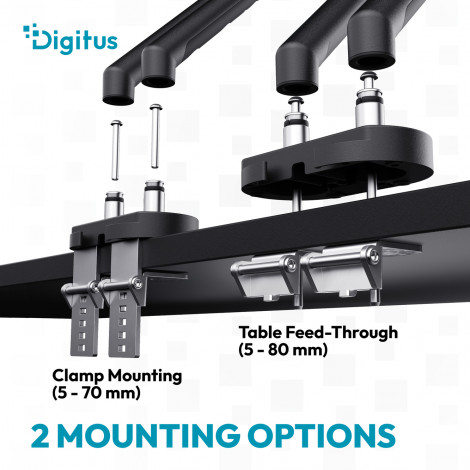 Digitus Desk Mount | Tilt, rotation, pivot | Dual design monitor mount, 2x 35", 2x 10 kg | 35 " | Maximum weight (capacity) 20 k