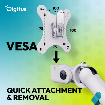 Digitus Desk Mount | Tilt, rotation, pivot | Single design monitor mount | 35 " | Maximum weight (capacity) 10 kg | White