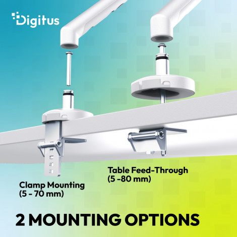 Digitus Desk Mount | Tilt, rotation, pivot | Single design monitor mount | 35 " | Maximum weight (capacity) 10 kg | White