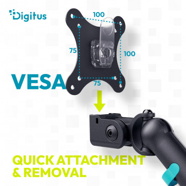 Digitus Desk Mount | Tilt, rotation, pivot | Single design monitor mount | 35 " | Maximum weight (capacity) 10 kg | Black