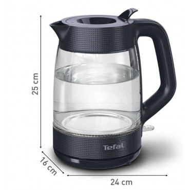 TEFAL Kettle | KO2G08E0 | 2000 W | Electric | 1.7 L | Heat-resistant glass | 360 rotational base | Black/Transparent