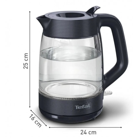 TEFAL Kettle | KO2G08E0 | 2000 W | Electric | 1.7 L | Heat-resistant glass | 360 rotational base | Black/Transparent