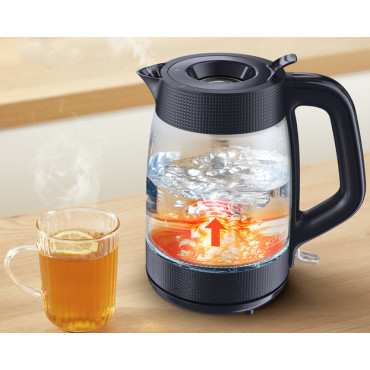 TEFAL Kettle | KO2G08E0 | 2000 W | Electric | 1.7 L | Heat-resistant glass | 360 rotational base | Black/Transparent