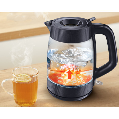 TEFAL Kettle | KO2G08E0 | 2000 W | Electric | 1.7 L | Heat-resistant glass | 360 rotational base | Black/Transparent