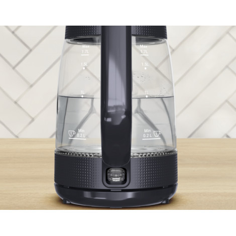 TEFAL Kettle | KO2G08E0 | 2000 W | Electric | 1.7 L | Heat-resistant glass | 360 rotational base | Black/Transparent
