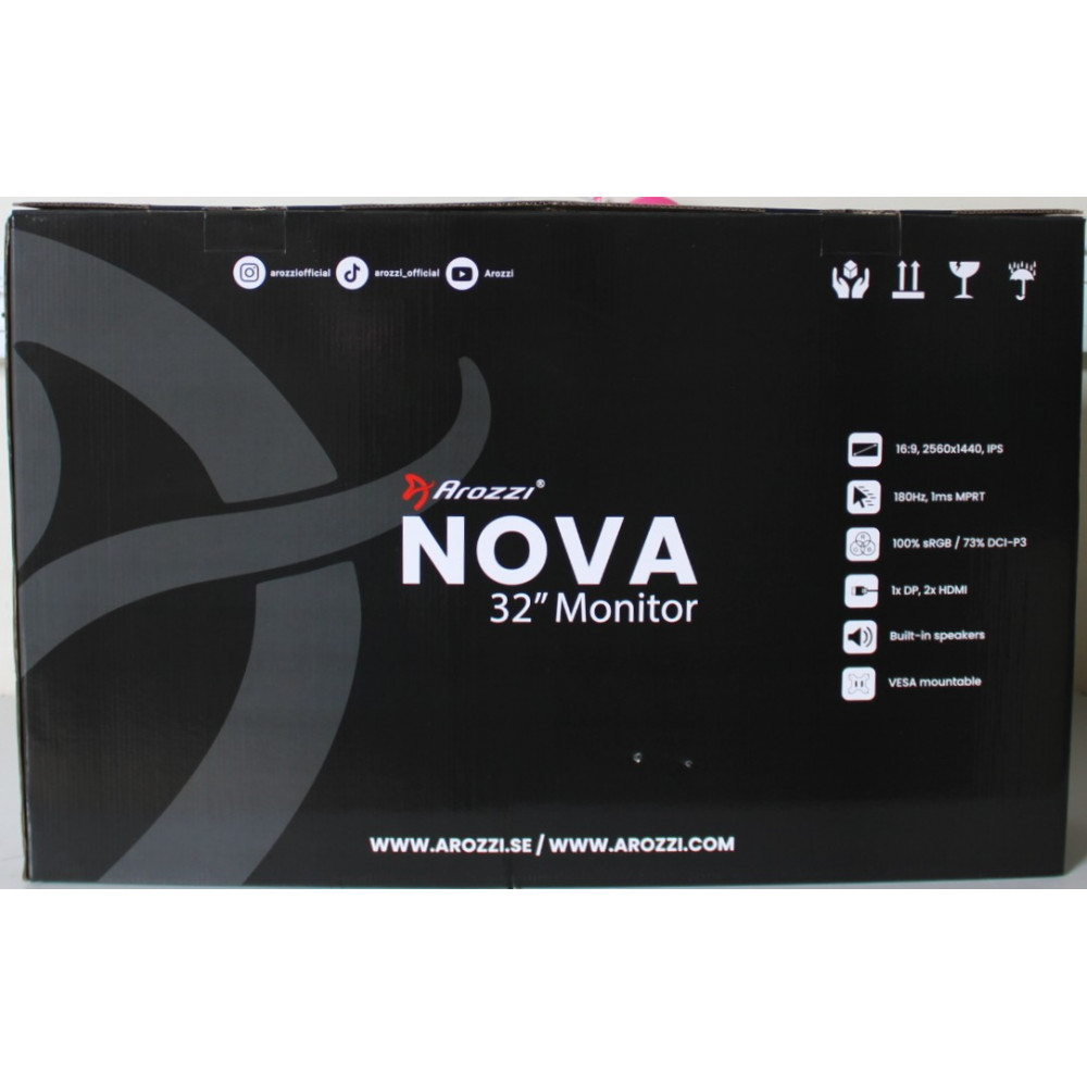 SALE OUT. Arozzi Nova 32" IPS, 180Hz, Computer Monitor - Black | Arozzi | Nova | 32 " | IPS | QHD | 16:9 | 180 Hz | 1 ms | 2560 