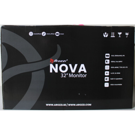 SALE OUT. Arozzi Nova 32" IPS, 180Hz, Computer Monitor - Black | Arozzi | Nova | 32 " | IPS | QHD | 16:9 | 180 Hz | 1 ms | 2560 