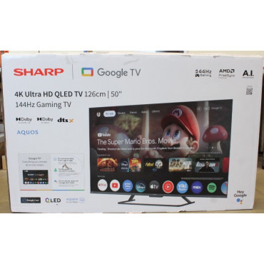 SALE OUT. Sharp 50HR7265E 50" (126cm) QLED 144Hz 4K Ultra HD Google TV, Dolby Vision, Dolby Atmos, Central Stand | SALE OUT. Sha