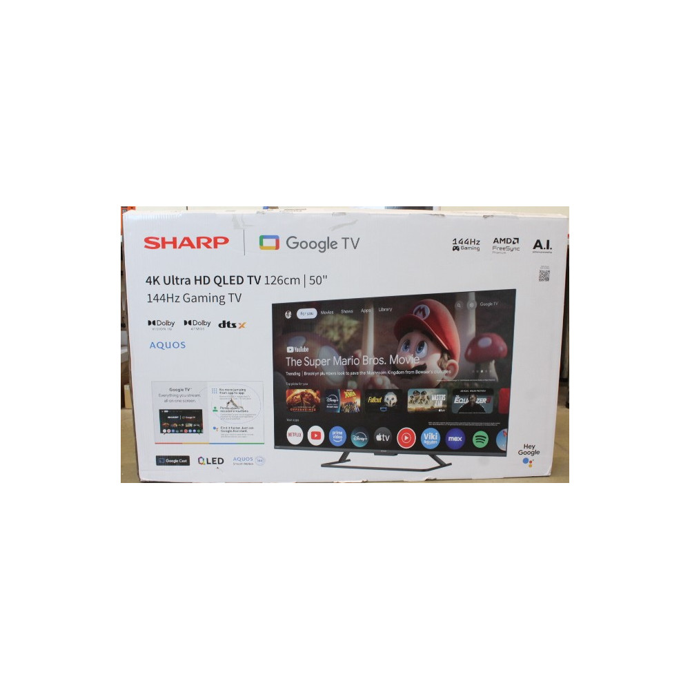 SALE OUT. Sharp 50HR7265E 50" (126cm) QLED 144Hz 4K Ultra HD Google TV, Dolby Vision, Dolby Atmos, Central Stand | SALE OUT. Sha