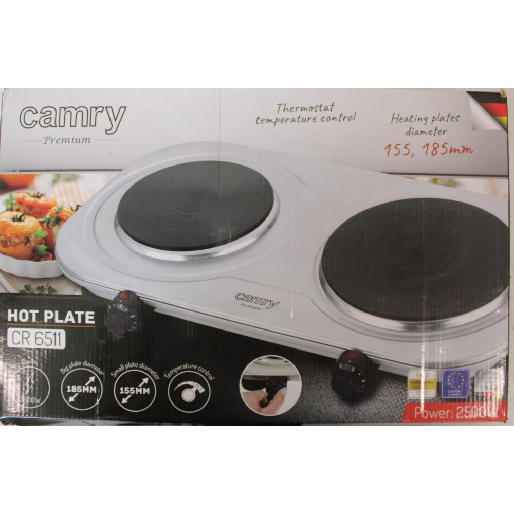 SALE OUT. Camry | CR 6511 | Number of burners/cooking zones 2 | Rotary knobs | Electric | Stainless steel | DAMAGED PACKAGING