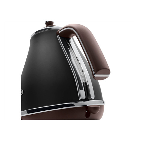 Delonghi | Icona Vintage | KBOV2001BK | Standard kettle | 2000 W | 1.7 L | Stainless steel | 360 rotational base | Black