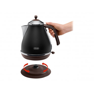 Delonghi | Icona Vintage | KBOV2001BK | Standard kettle | 2000 W | 1.7 L | Stainless steel | 360 rotational base | Black