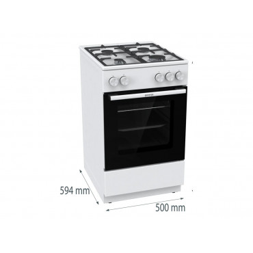 Gorenje GG5A10WFFM | Cooker | Hob type Gas | Oven type Gas | White | Width 50 cm | Grilling | Depth 59.4 cm | 70 L