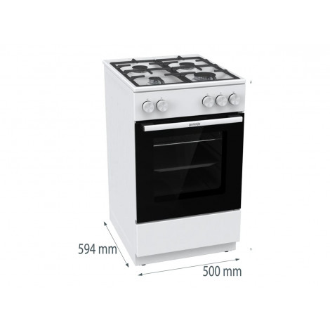 Gorenje GG5A10WFFM | Cooker | Hob type Gas | Oven type Gas | White | Width 50 cm | Grilling | Depth 59.4 cm | 70 L