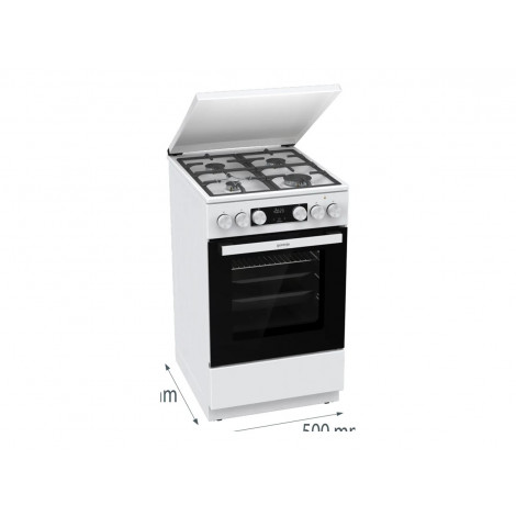 Gorenje GK5C42WF-B | Cooker | Hob type Gas | Oven type Electric | White | Width 50 cm | Grilling | Depth 59.4 cm | 70 L