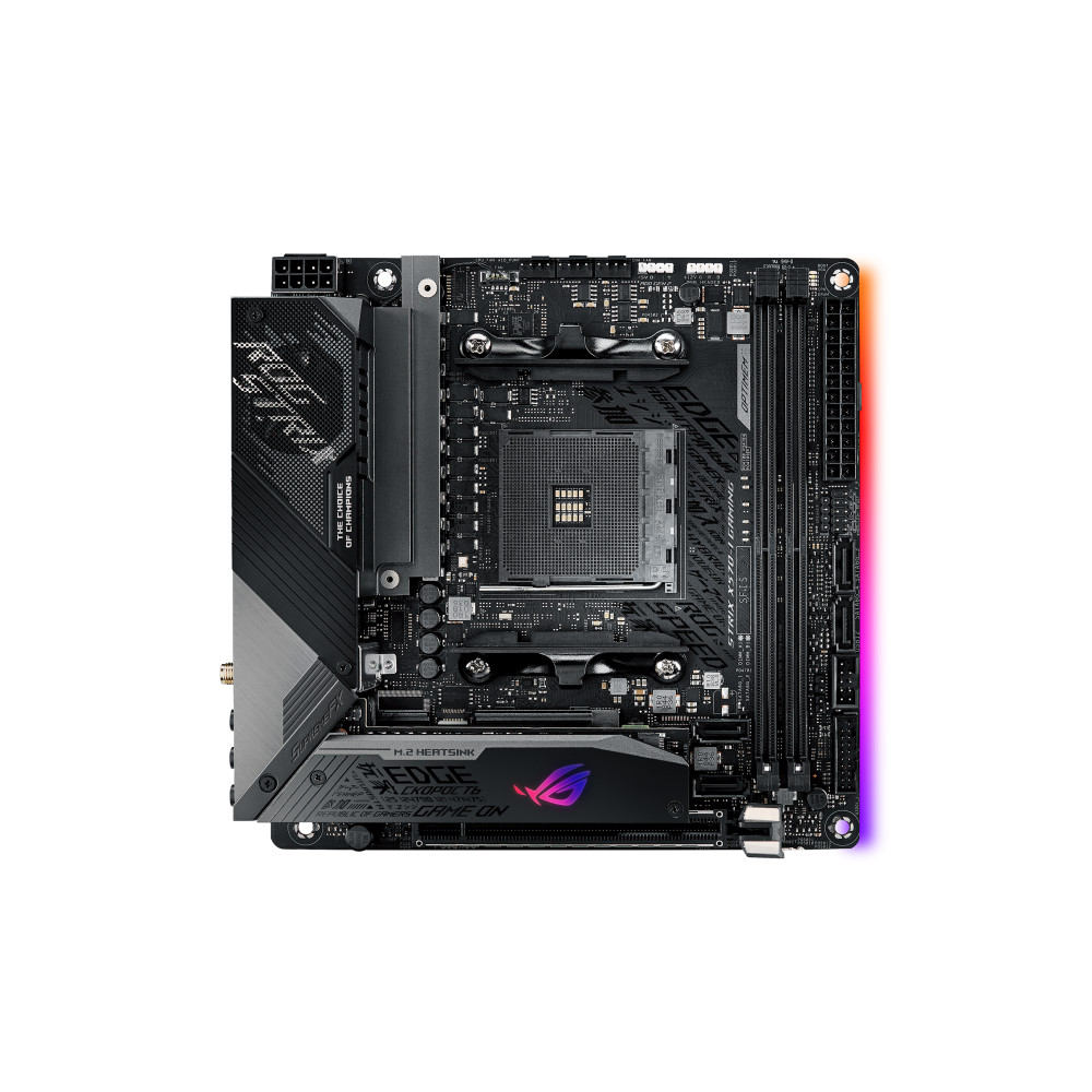 Asus ROG STRIX X570-I GAMING | Processor family AMD | Processor socket AM4 | DDR4 | Supported hard disk drive interfaces SATA, M