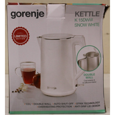 SALE OUT. GoGorenje K15DWW Kettle, Electric, Capacity 1.5 L, Power 2200 W, Plastic, White | Kettle | K15DWW | Electric | 2200 W 