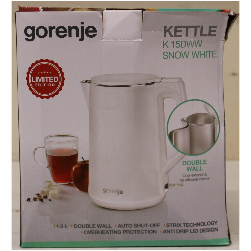 SALE OUT. GoGorenje K15DWW Kettle, Electric, Capacity 1.5 L, Power 2200 W, Plastic, White | Kettle | K15DWW | Electric | 2200 W 