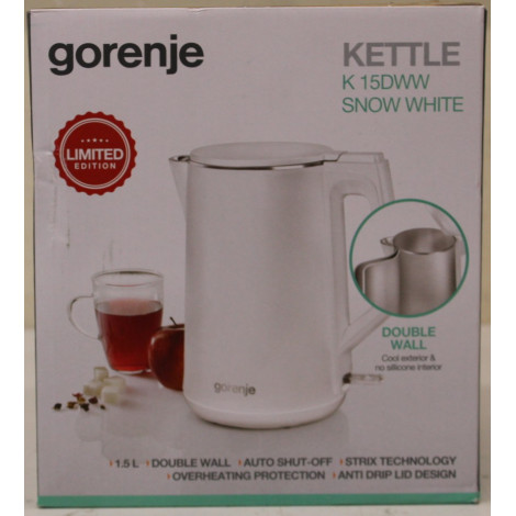 SALE OUT. GoGorenje K15DWW Kettle, Electric, Capacity 1.5 L, Power 2200 W, Plastic, White | Kettle | K15DWW | Electric | 2200 W 