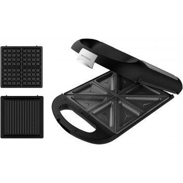 Cecotec Sandwich Maker | Rock'nToast Family 3in1 | 1500 W | Number of plates 3 | Black