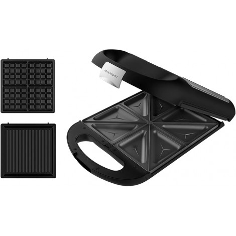 Cecotec Sandwich Maker | Rock'nToast Family 3in1 | 1500 W | Number of plates 3 | Black