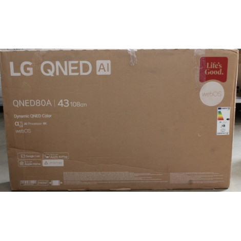 SALE OUT. | LG 43QNED80A3A | 43 | Smart TV | webOS 25 | UHD | Black | DAMAGED PACKAGING