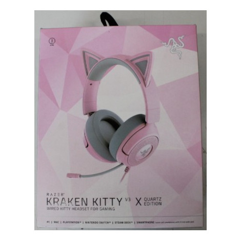 SALE OUT. Razer Kraken Kitty V3 X Headset, Quartz | SALE OUT. Razer Gaming Headset | Kraken Kitty V3 X | Wired | Over-Ear | Micr