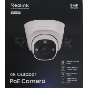 SALE OUT. Reolink PCRPD4K01 Smart 4K 125 View PoE Dome Camera | Reolink 4K Smart PoE Camera with Color Night Vision | RP-PCT8M |