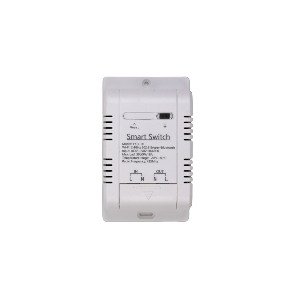 TUYA išmanusis 1 kanalo jungiklis su išoriniu temperatūros jutikliu, Wi-Fi, RF, 16A, AC 85-250V