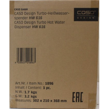 SALE OUT. Caso HW 616 Turbo Hot Water Dispenser, Capacity 2.5 L, Stainless steel, Black | SALE OUT. Caso Turbo Hot Water Dispens